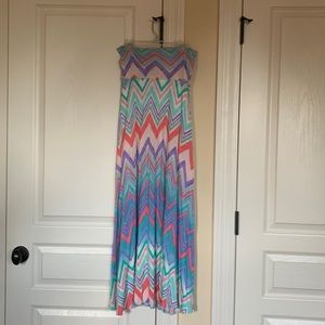 Multi color maxi skirt. Could even be used as a strapless dress!
